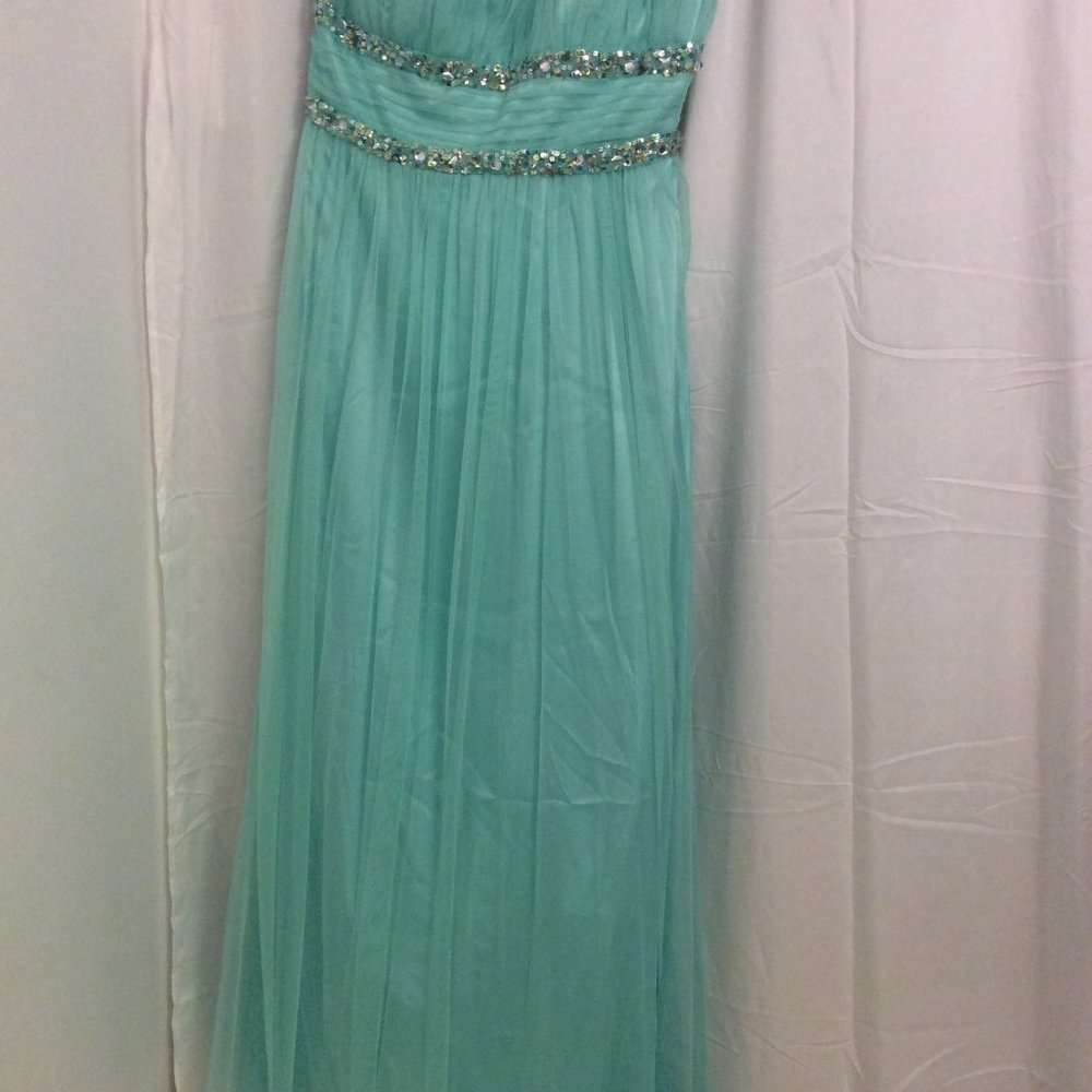 Morgan & Co Teal Dress Long Strapless Size 17/18
